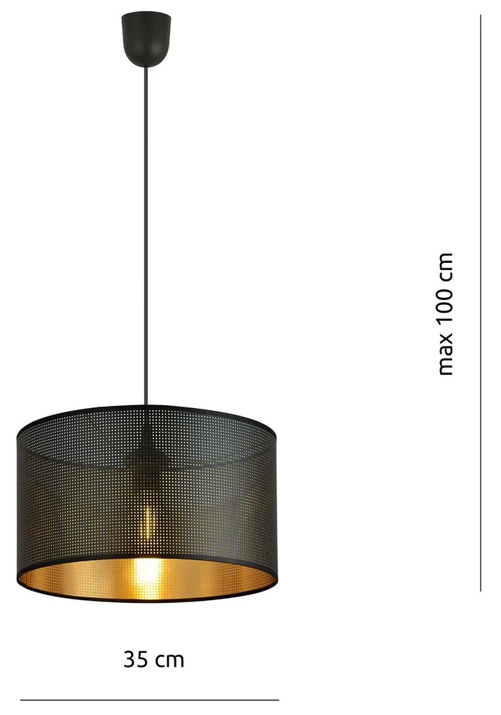 Sospensione Minimal 1 Luce Aston In Acciaio Nero E Oro