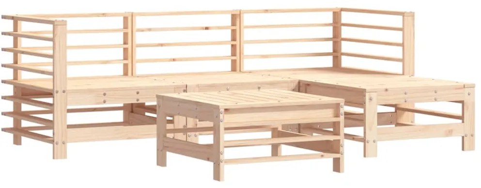 Set Divani da Giardino 5 pz con Cuscini in Legno Massello