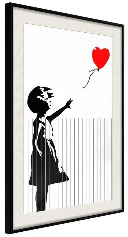 Poster  Banksy: Love is in the Bin  Cornice Quadri Cornice nera con pass-partout, Larghezza x Altezza Home decor 40x60