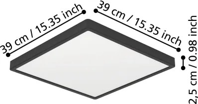 Eglo 901305-LED Plafoniera FUEVA LED/17,5W/230V 2700/4000/6500K 39x39cm nera