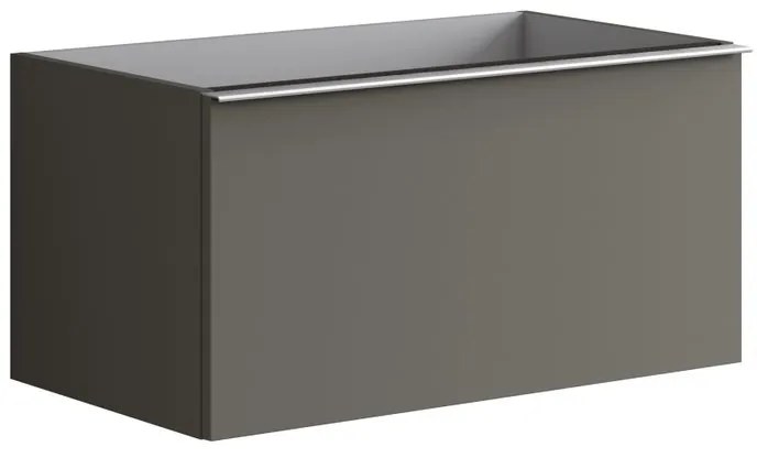 Mobile da bagno sotto lavabo Pixel plain grigio carbone e maniglia alluminio brillante laccato opaco L 80 x H 40 x P 45.5 cm 2 cassetti, lavabo non incluso