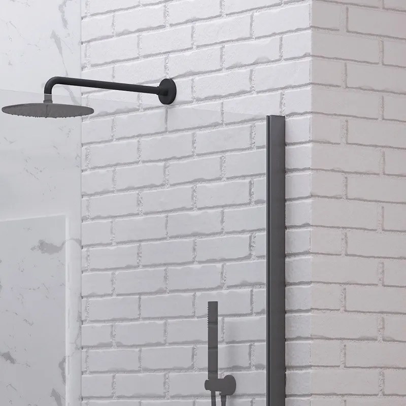 Parete doccia walk in 110 cm con profilo gun metal | KW-100GM - KAMALU