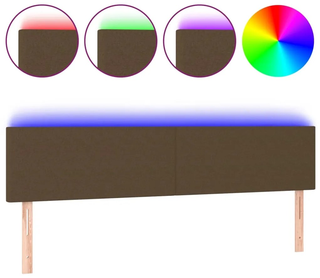 Testiera a led marrone scuro 200x5x78/88 cm in tessuto