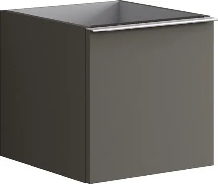 Cassettiera Pixel con 2 cassetti (1 interno) frontale Plain laccato opaco grigio carbone e maniglia alluminio brillante L.40 H.40 P.45,5 cm.