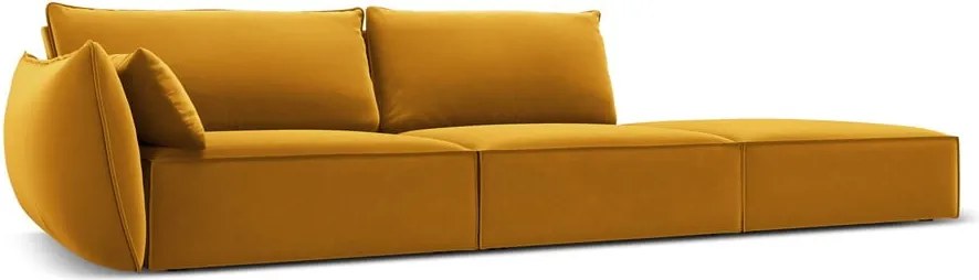 Divano color senape con penisola a sinistra con rivestimento in velluto 264 cm Vanda – Mazzini Sofas