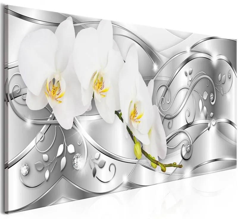 Quadro Flowering (1 Part) Narrow Silver  Colore Giallo, Dimensioni e Misure 135x45