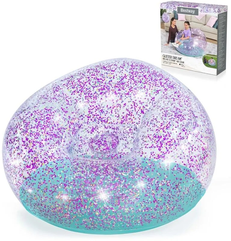 Bestway Gigante Sedia Gonfiabile Glitterata 114x112x66 cm +6 Anni Interno e Giardino 75115