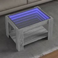 Tavolino Salotto con LED Grigio Sonoma 73x53x45 cm Multistrato 847551