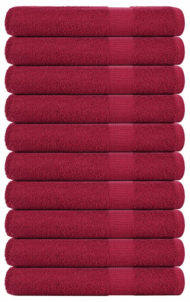 Asciugamani Per Sauna 10 Pz Bordeaux 80x200 Cm 100% Cotone /