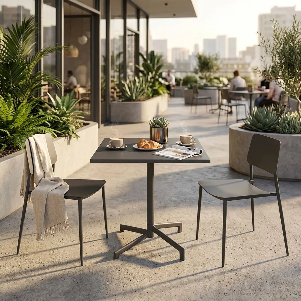 OPERA - set tavolo in metallo cm 70 x 70 x 73 h con 2 sedie Viper