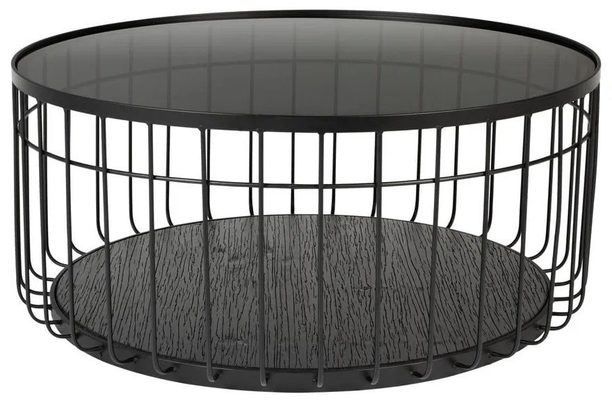 Tavolino da salotto rotondo nero con piano in vetro 80x80 cm Lance – White Label