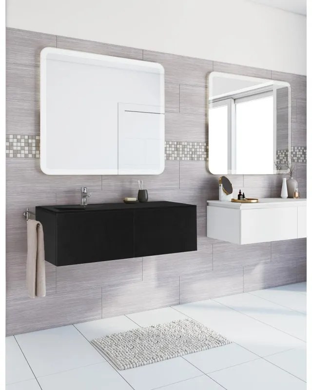 Mobile sottolavabo e lavabo Neo rovere nero L 120 x H 32 x P 48 cm