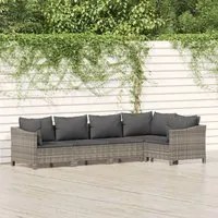 Set Divani da Giardino 5 pz con Cuscini in Polyrattan Grigio 3187274