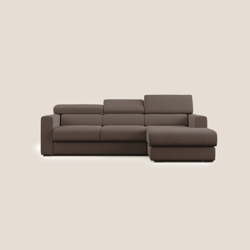 Dylan divano angolare con pouf estraibile poggiapiedi in tessuto simil cotone impermeabile T13