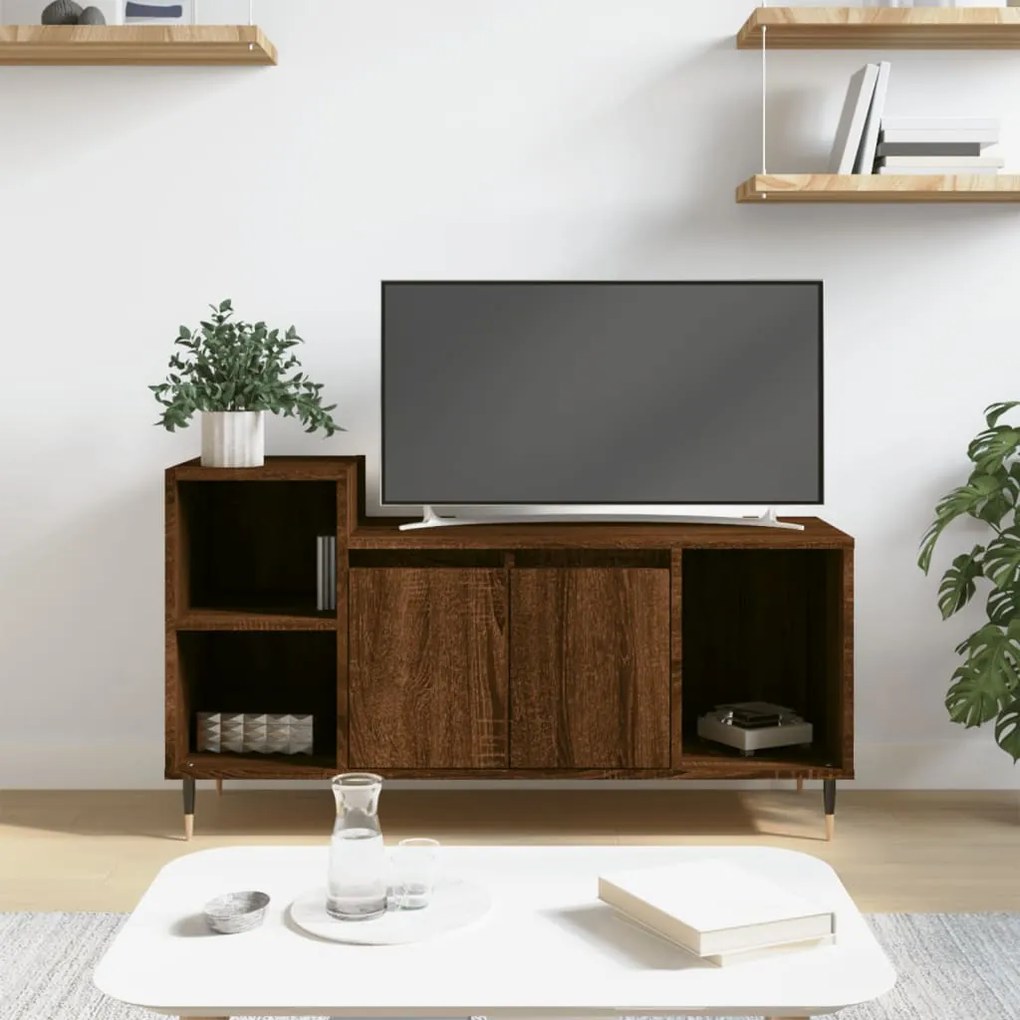 Mobile Tv Rovere Marrone 100x35x55 Cm İn Legno Multistrato /