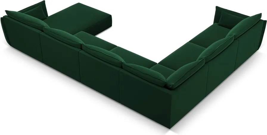 Divano angolare verde scuro (con penisola a sinistra/a U) con rivestimento in velluto Vanda – Mazzini Sofas