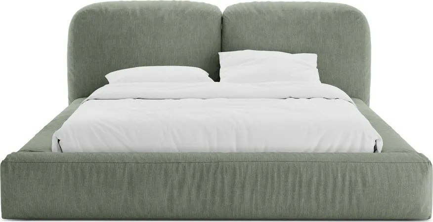 Letto matrimoniale imbottito verde con contenitore con rete inclusa 180x200 cm Martina – Micadoni