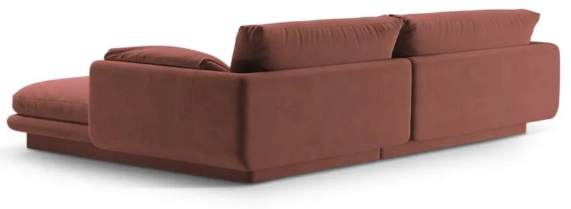 Divano angolare rosa (con penisola a sinistra/con chaise lounge) con rivestimento in velluto Torino – Micadoni