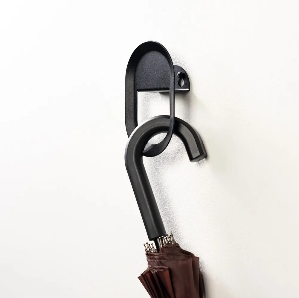 Gancio da parete nero in acciaio Coucou – Spinder Design