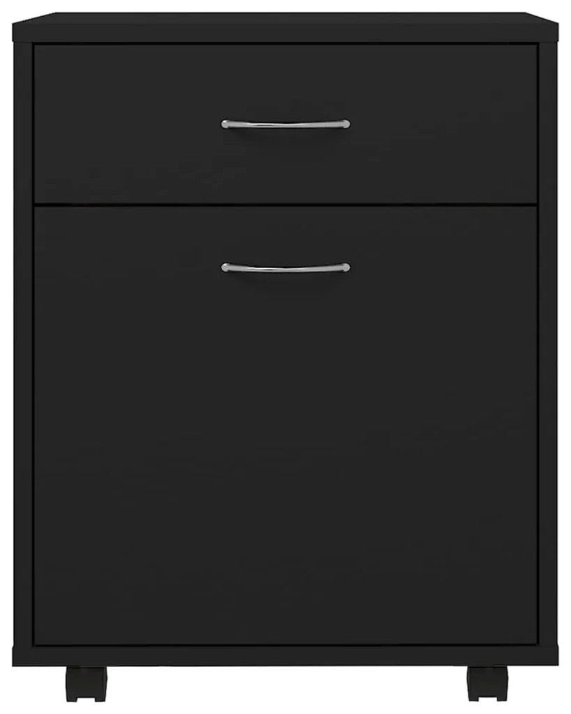 Mobiletto con Rotelle Nero 45x38x54cm in Legno Multistrato