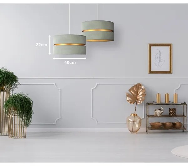 Duolla - Lampadario a sospensione con filo DUO 1xE27/15W/230V diametro 40 cm luce verde/oro