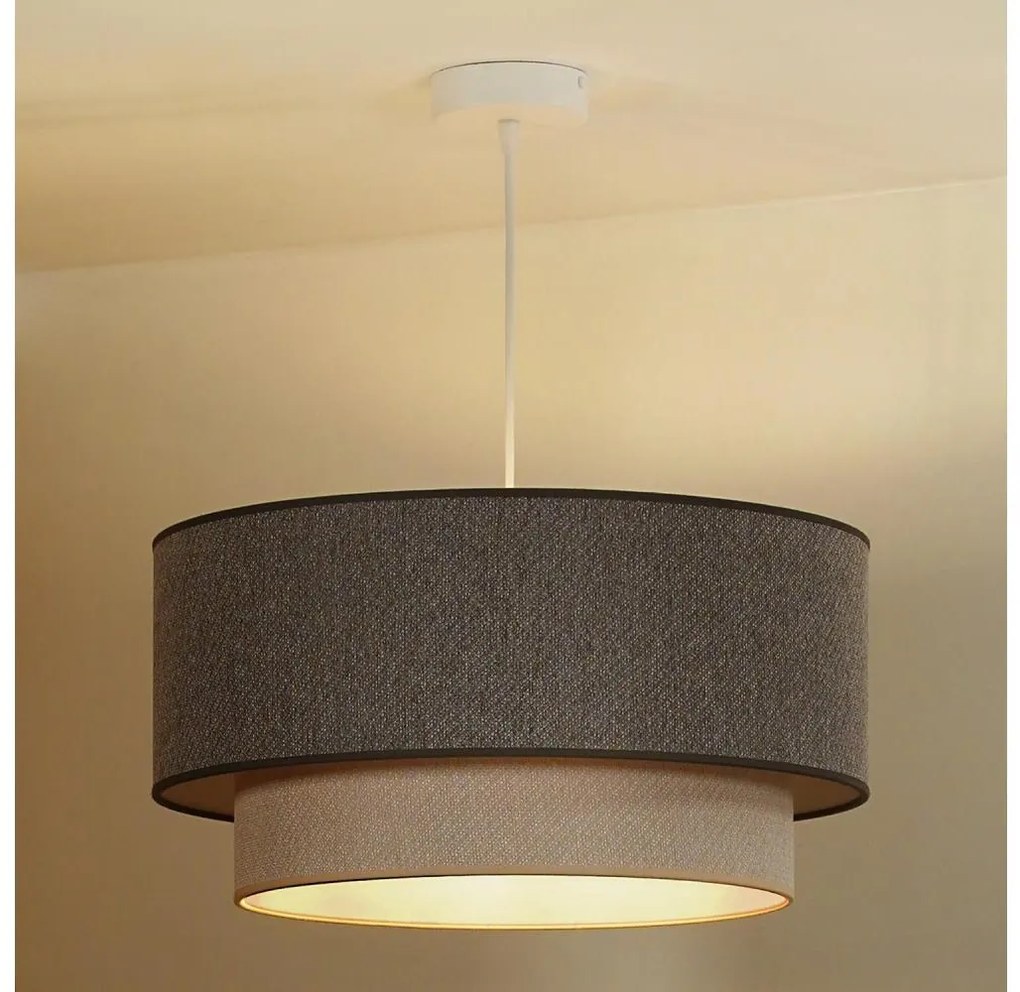 Duolla- Lampadario a sospensione con filo BOHO ECO RECYCLING 1xE27/15W/230V diametro 45 cm marrone/color crema