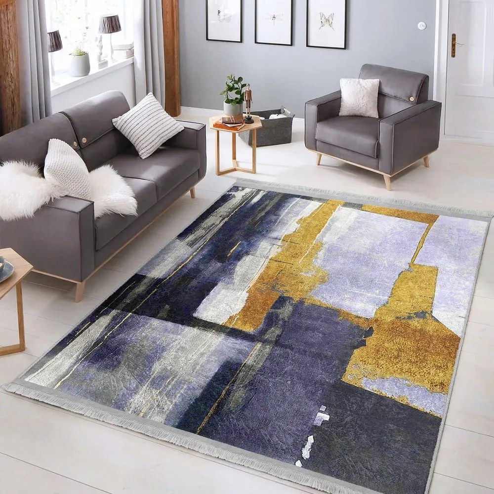 Tappeto lavabile giallo-blu scuro 160x230 cm Unique - Mila Home