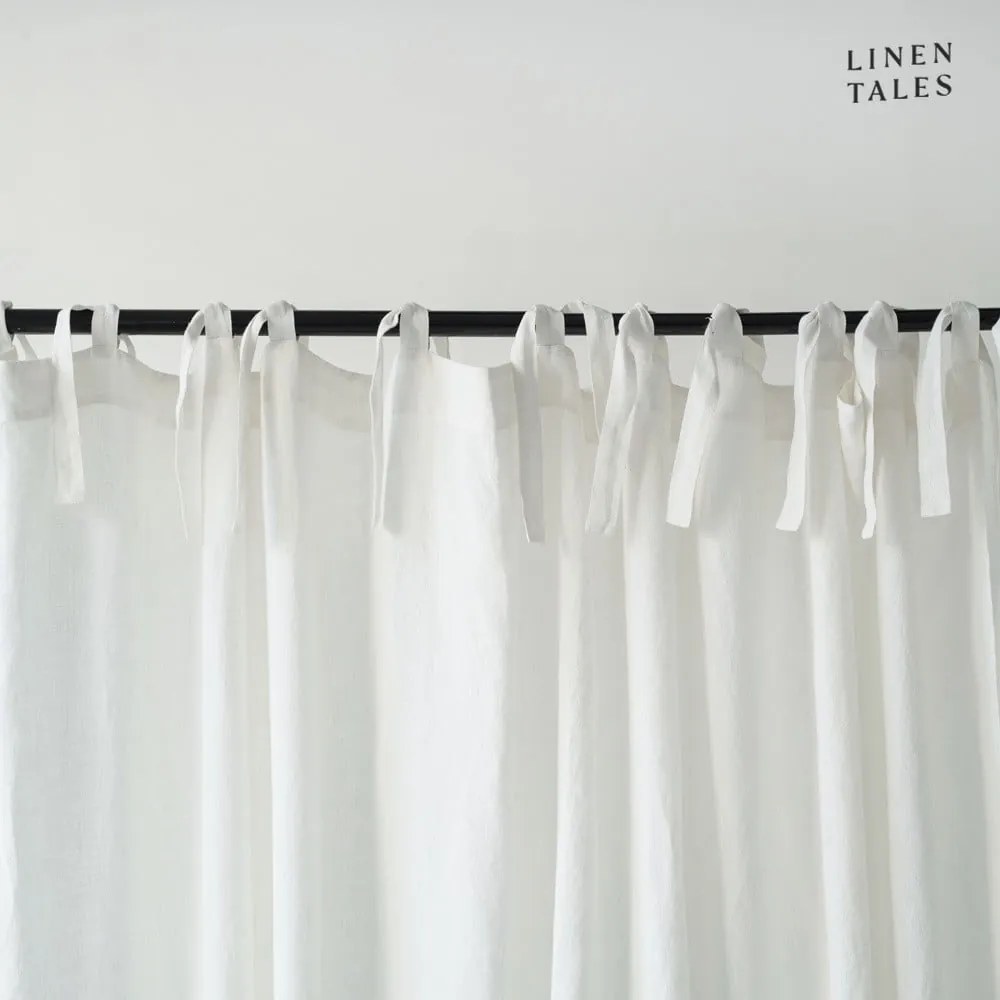 Tenda di lino bianca con passanti Night Time, 275 x 140 cm White - Linen Tales