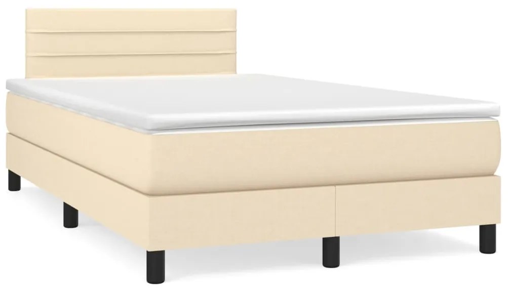 Letto a Molle con Materasso e LED Crema 120x190 cm in Tessuto