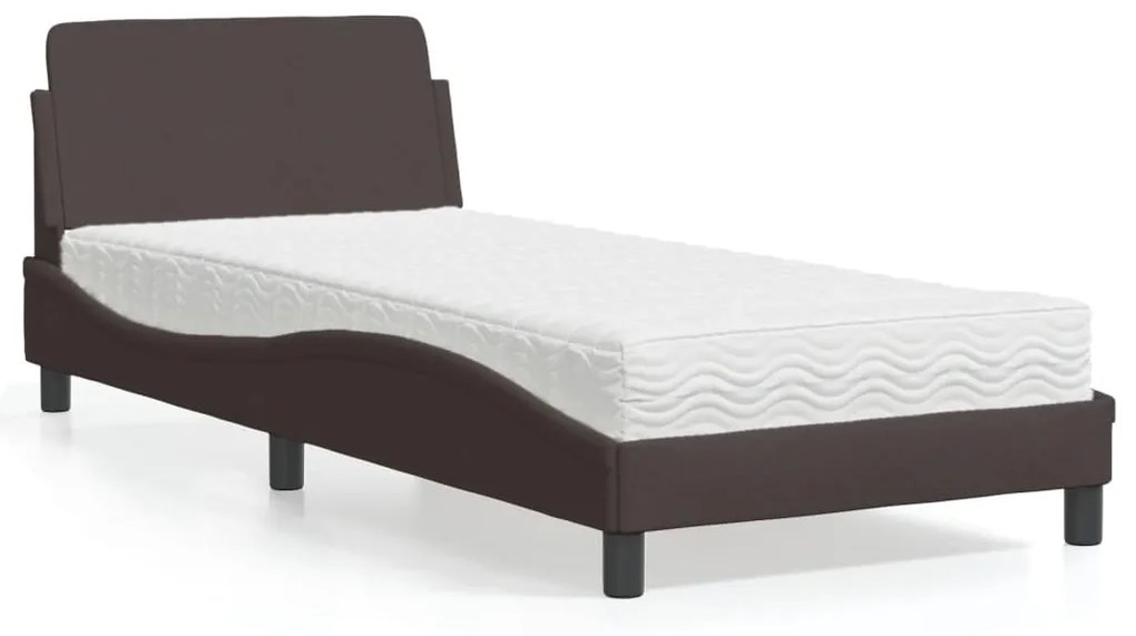 Letto con materasso marrone scuro 90x200 cm in tessuto