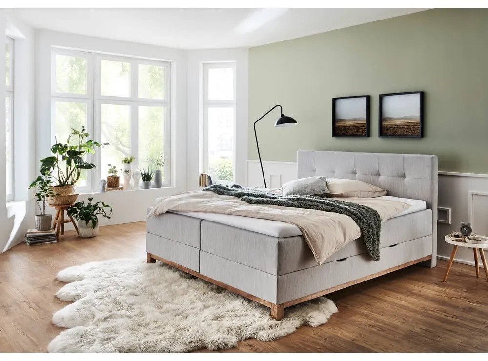 Letto boxspring grigio chiaro con contenitore 180x200 cm Catania - Meise Möbel