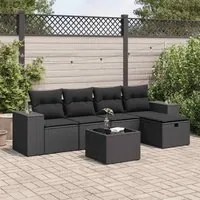 Set Divano da Giardino 6 pz con Cuscini Nero in Polyrattan 3325671