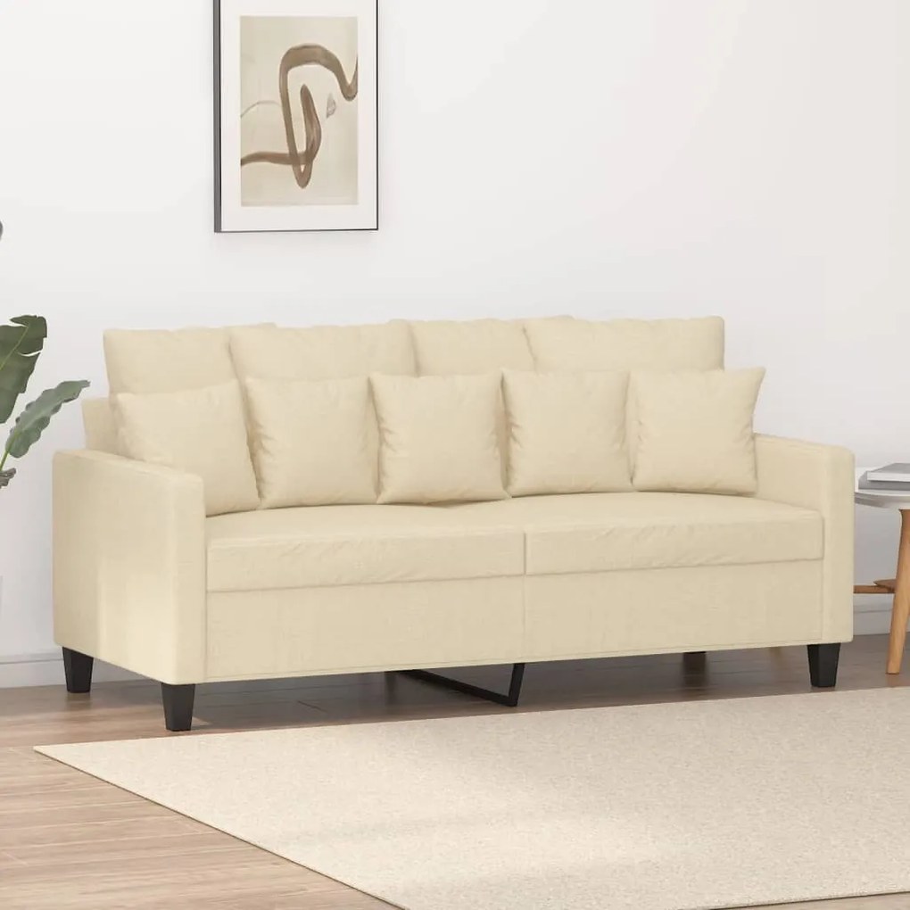 Divano A 2 Posti Crema 140 Cm İn Tessuto /