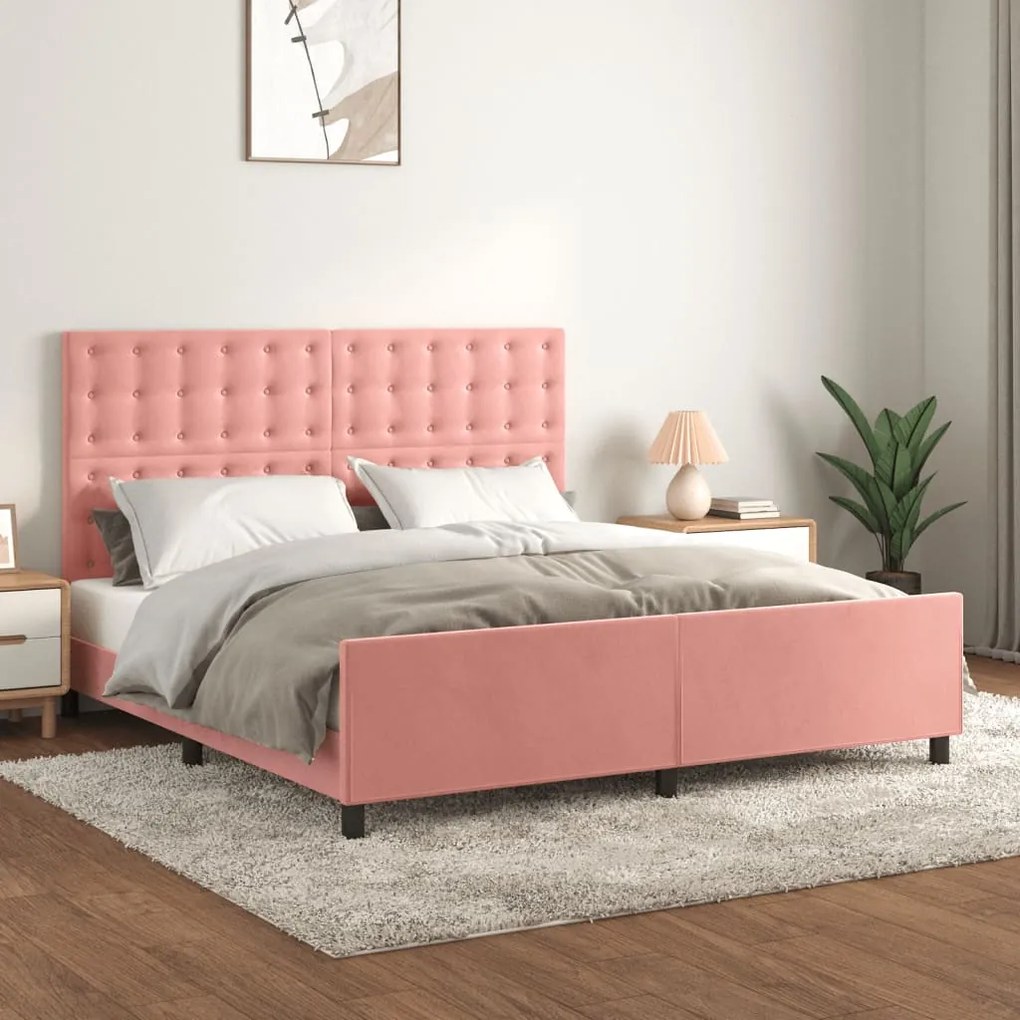 Giroletto Con Testiera Rosa 160x200 Cm İn Velluto /