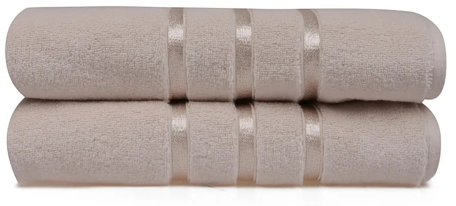 Set di 2 asciugamani da bagno in cotone sabbia , 70 x 140 cm Dolce - Foutastic