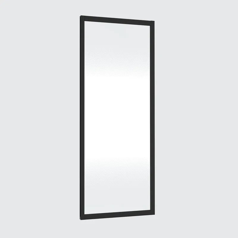Lato fisso per box doccia Easy L 80 x H 190cm, Sp. 6 mm vetro serigrafato profilo in alluminio nero laccato