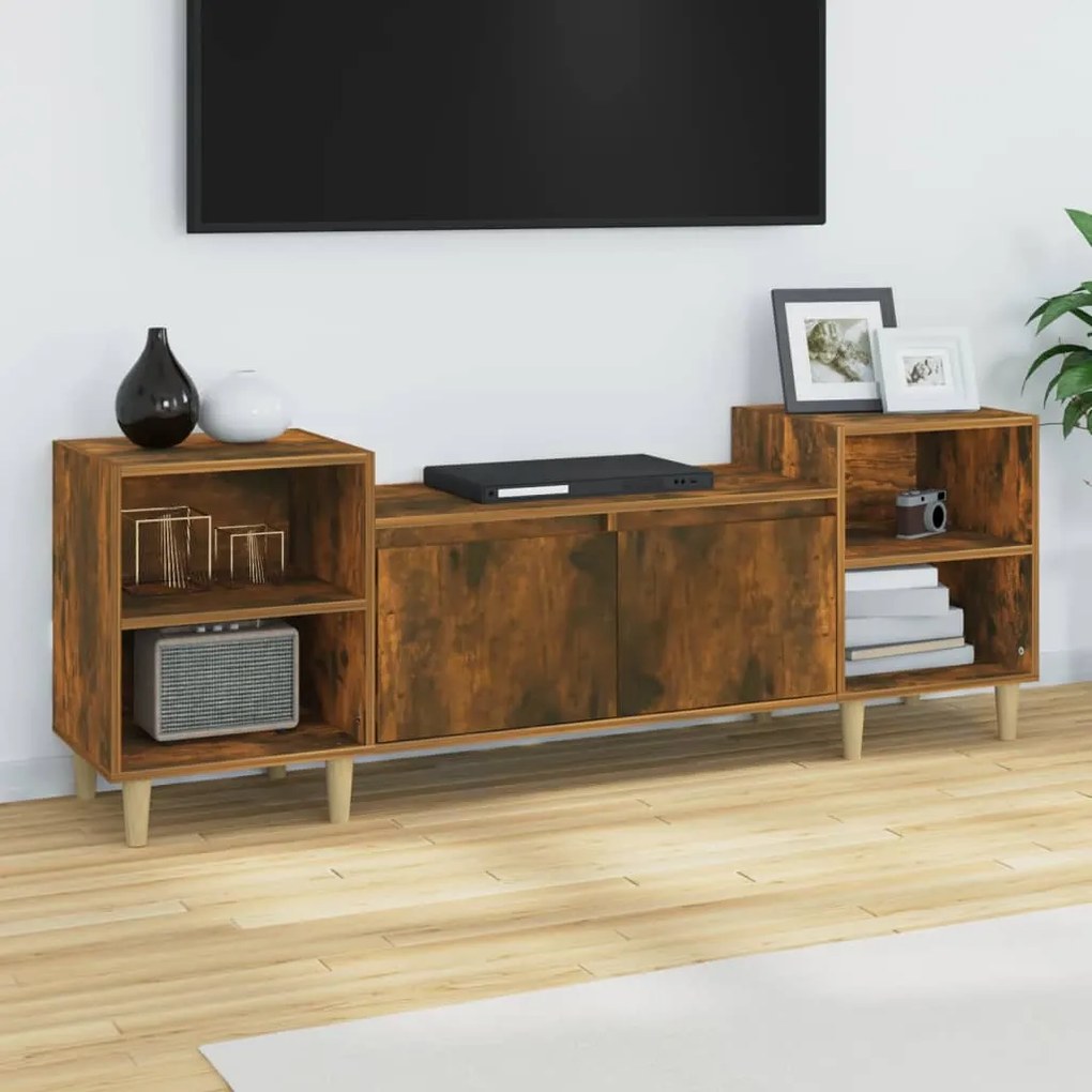Mobile Tv Rovere Fumo 160x35x55 Cm İn Legno Multistrato /