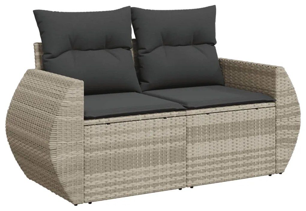 Set divano giardino 10 pz con cuscini grigio chiaro polyrattan