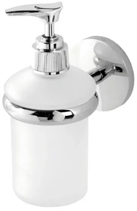 Dosatore sapone liquido a muro in vetro satinato e acciaio cromato Bora