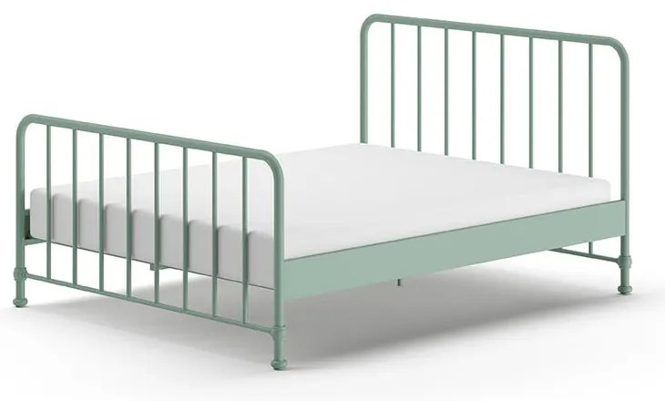 Letto singolo verde in metallo verde con rete 160x200 cm BRONXX - Vipack