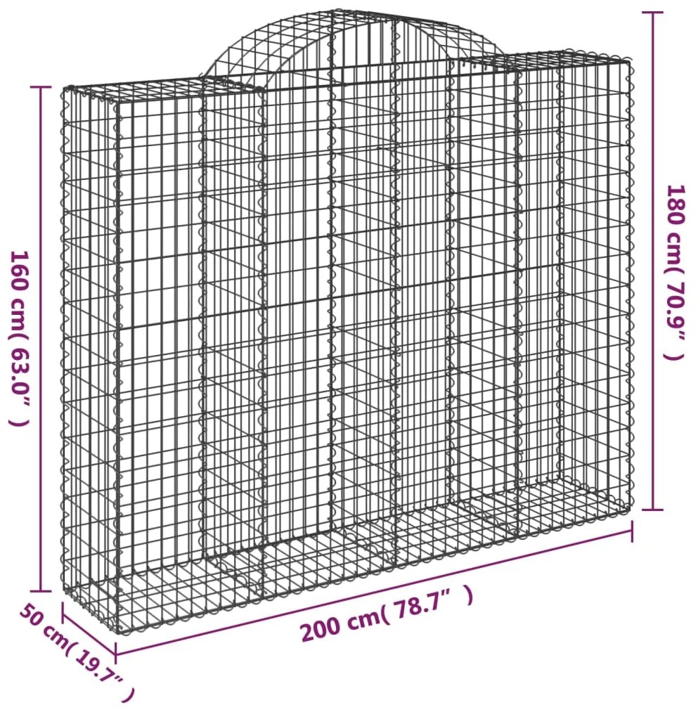 Cesti Gabbioni ad Arco 30 pz 200x50x160/180 cm Ferro Zincato