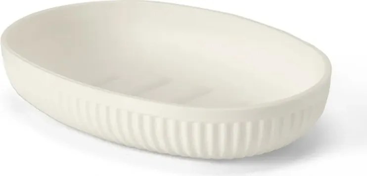 Porta saponetta da appoggio bianco crema in plastica rigida cannettata Arizona