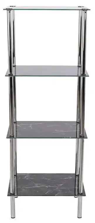 Scaffale libreria in metallo bianco con 4 ripiani in cristallo VERSA 