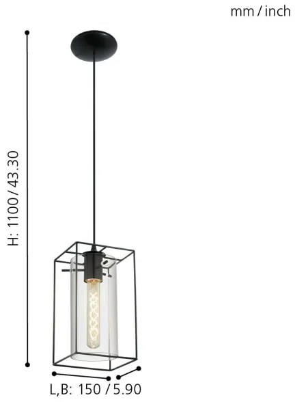 Eglo 49495 - Lampadario LONCINO 1xE27/60W/230V
