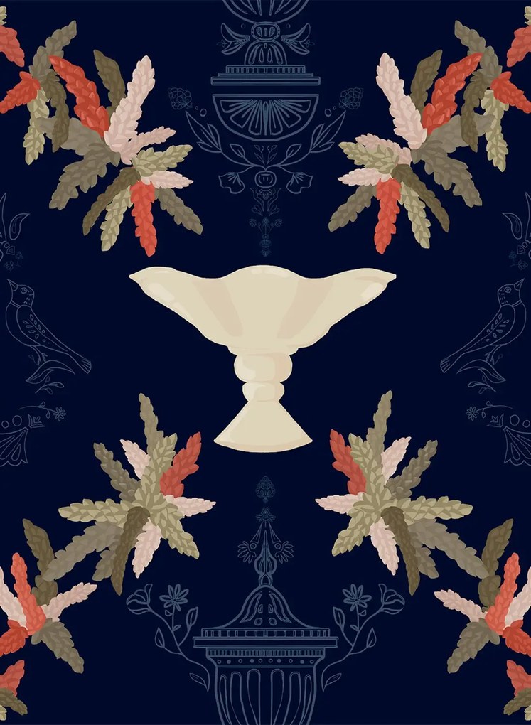 Coordonne Carta da parati Neo-Rococo - Navy