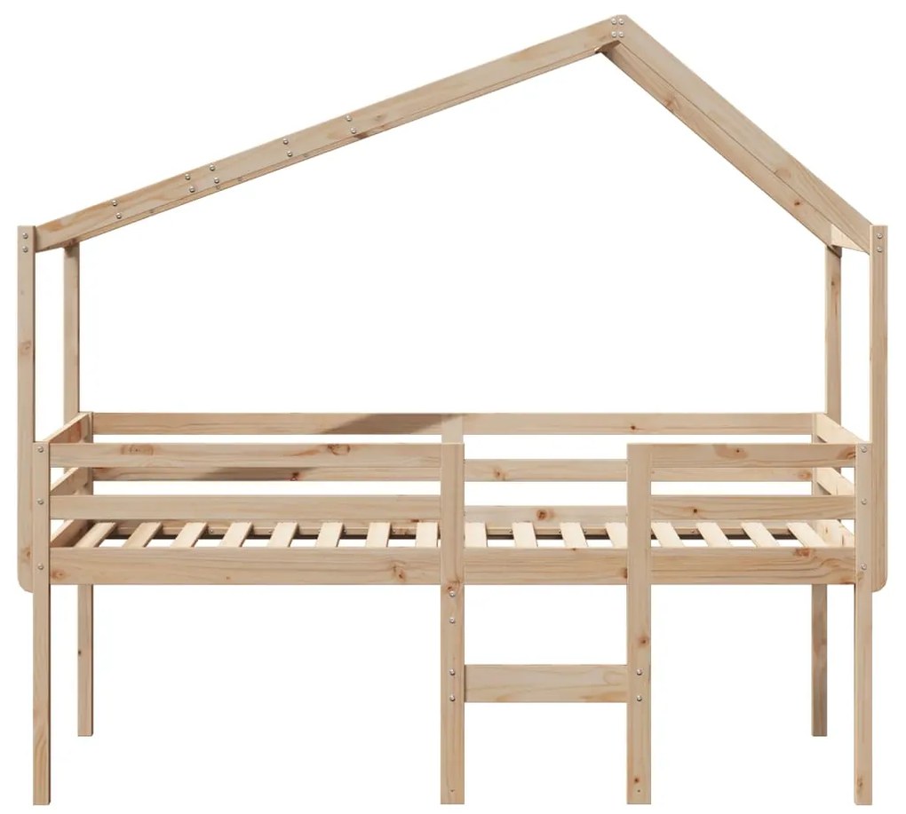 Letto a soppalco con tetto 90x190 cm legno massello di pino