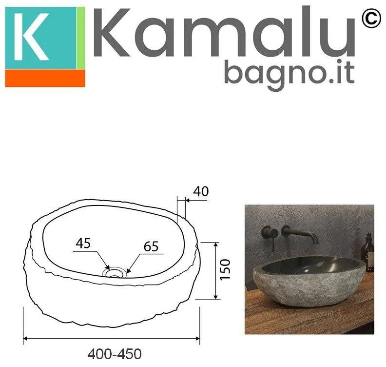 Kamalu - lavabo in pietra di fiume 50-55 cm modello litos-river5