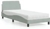 Letto con Materasso Grigio Chiaro 90x190 cm in Velluto 3208311