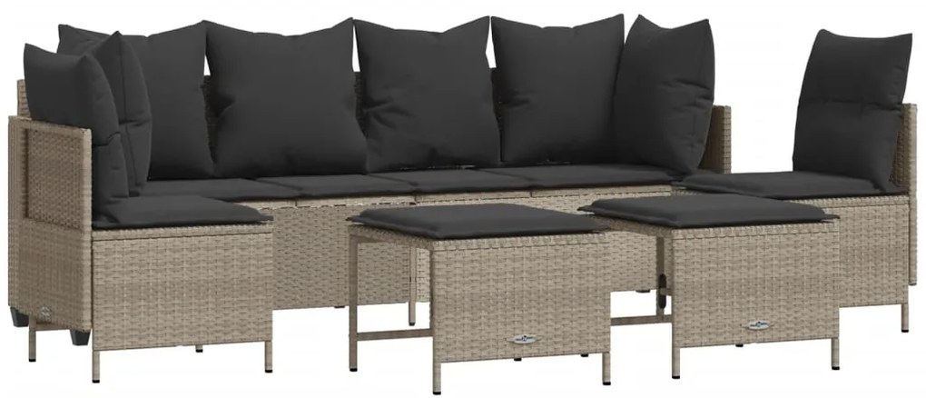 Set divano da giardino 5pz con cuscini grigio chiaro polyrattan