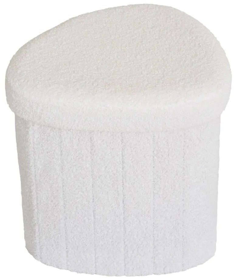 Poggiapiedi bianco con rivestimento in bouclé Medford – House Nordic